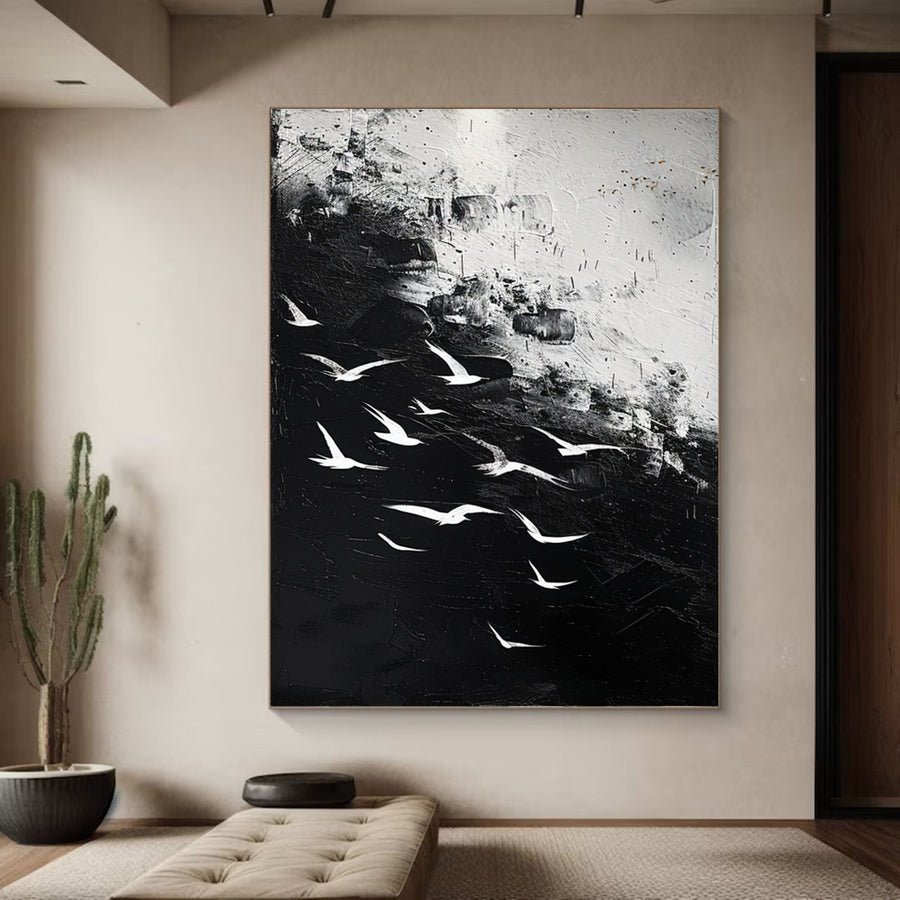 Nocturnal Birds Abstract Painting Modern Home Wall Decor #BM 058 hand-painted oil painting