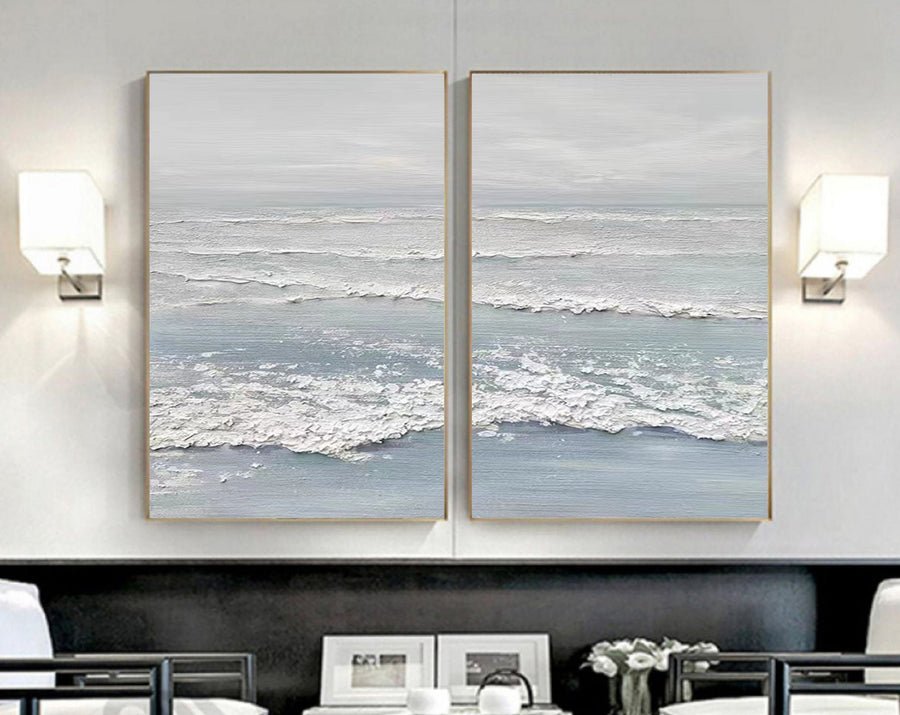 Ocean Painting SET OF 2 #CXA 006 hand-painted oil painting