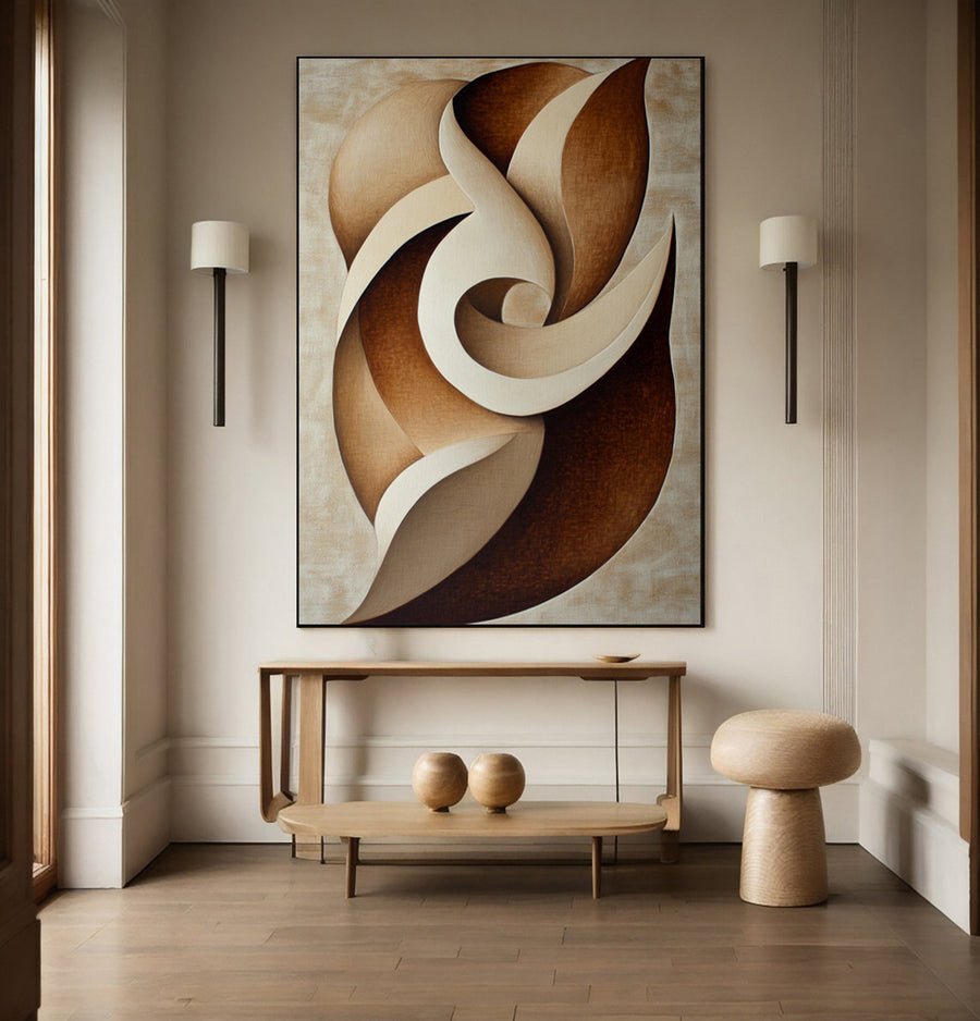 Quietude Swirl': Minimalist Abstract with Earth-Toned Movement #BGA 214 hand-painted oil painting