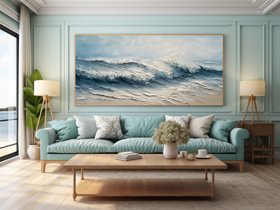 Realistic Textured Ocean Art for Coastal Homes #WG 008 hand-painted oil painting