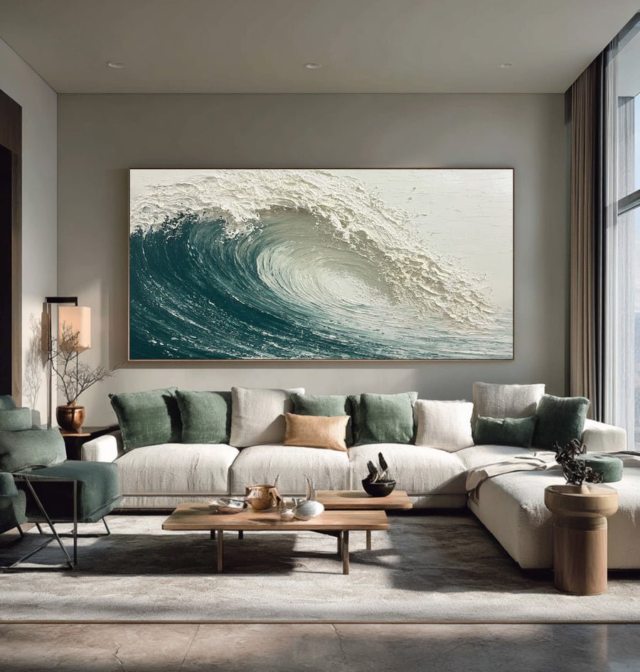 Relief Wave Painting Contemporary Coastal Home #WG 060 hand-painted oil painting