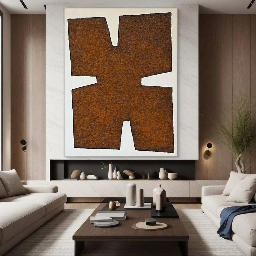 Rustic Geometry Modern Abstract Oil Painting #BBA 038 hand-painted oil painting