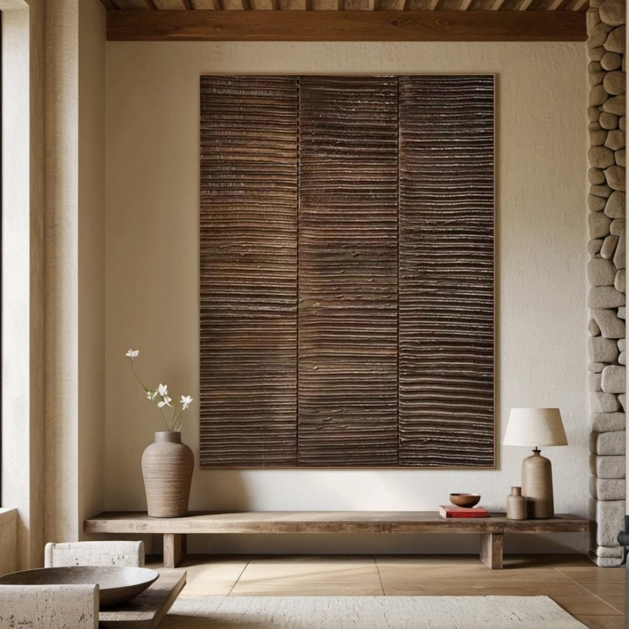 Rustic Horizon: Organic Wood Art, Textured Wall Decor #BGA 118 hand-painted oil painting