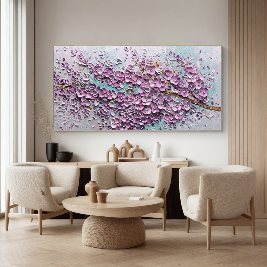 Sakura Dream: Impasto Blossom Relief, Tactile Floral Painting #BGA 152 hand-painted oil painting