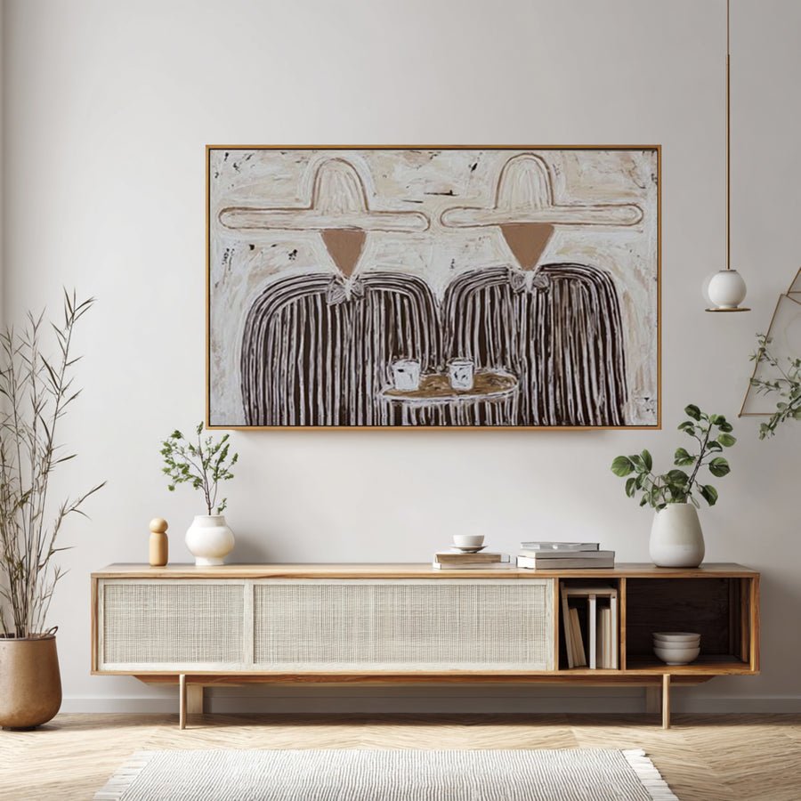 Scandinavian Neutral Couple Art  #AVG 026 hand-painted oil painting