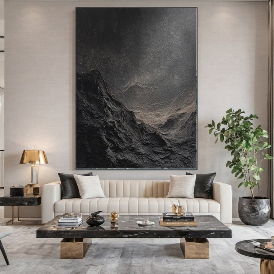 Sculptural Black Textured Wall Art for Minimalist Decor #BM 086 hand-painted oil painting