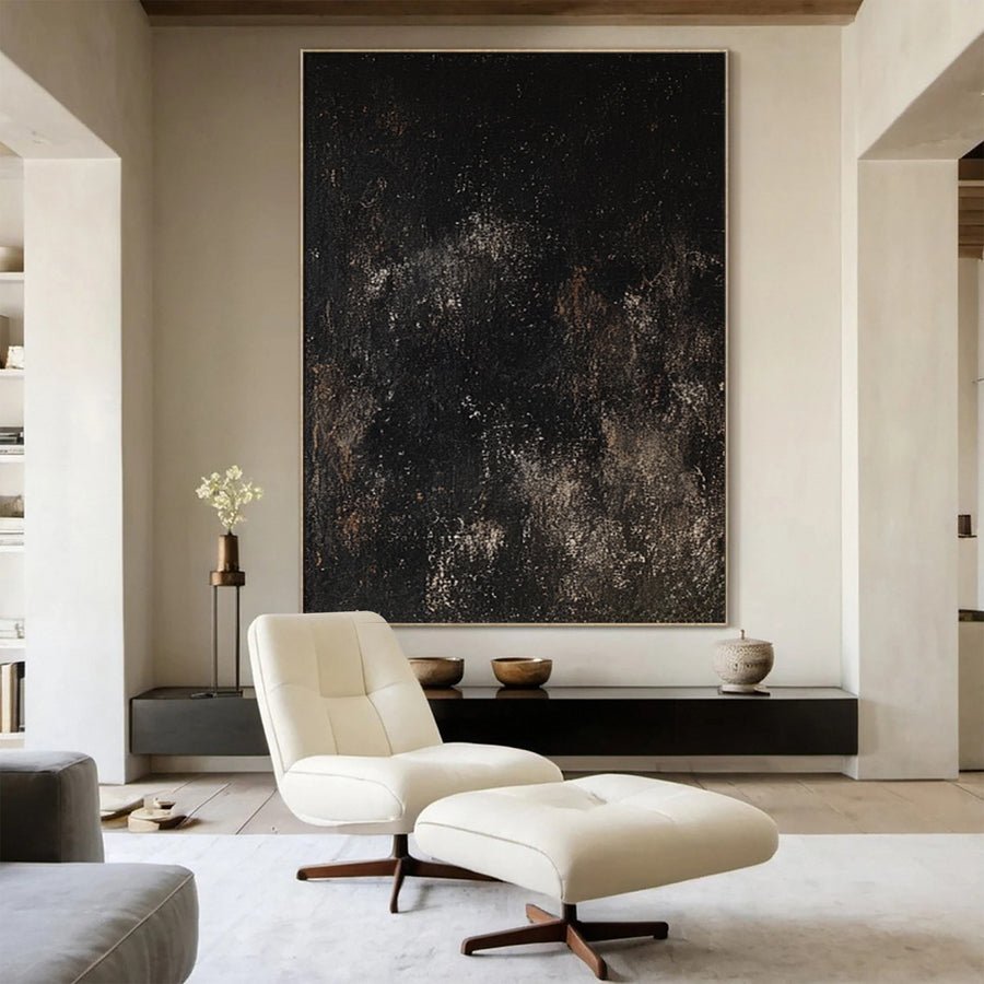 Sculptural Black Textured Wall Art for Minimalist Decor #BM 087 hand-painted oil painting