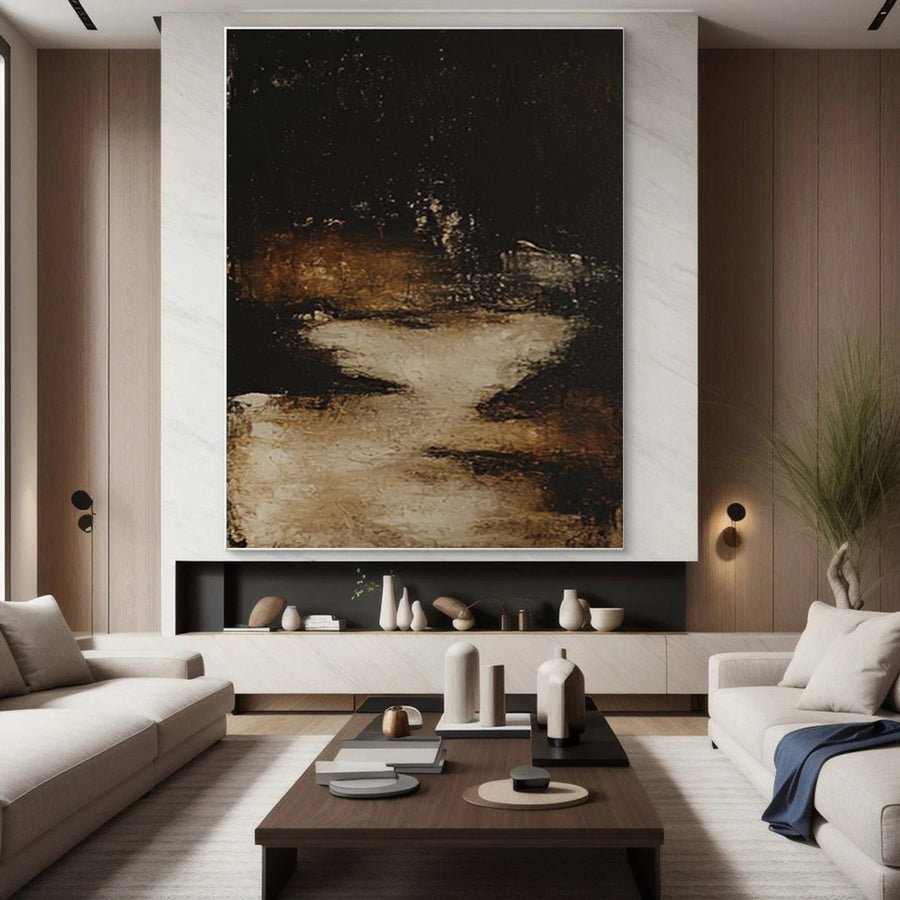 Sculptural Black Textured Wall Art for Minimalist Decor #BM 088 hand-painted oil painting