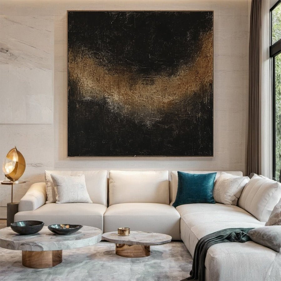 Sculptural Black Textured Wall Art for Minimalist Decor #BM 090 hand-painted oil painting