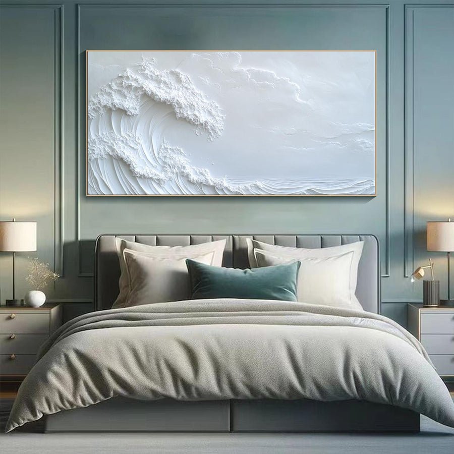 Serene Waves Textured Wall Art for Peaceful Bedroom Ambiance #OS 047 hand-painted oil painting
