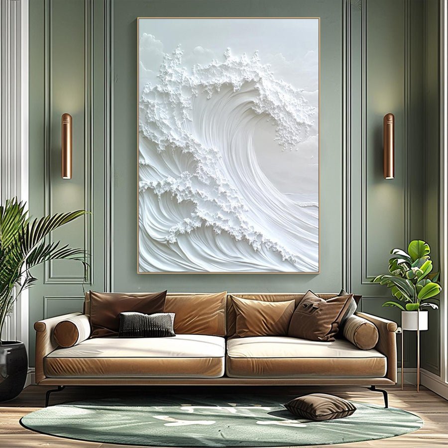 Serene Waves Textured Wall Art for Peaceful Bedroom Ambiance #OS 048 hand-painted oil painting
