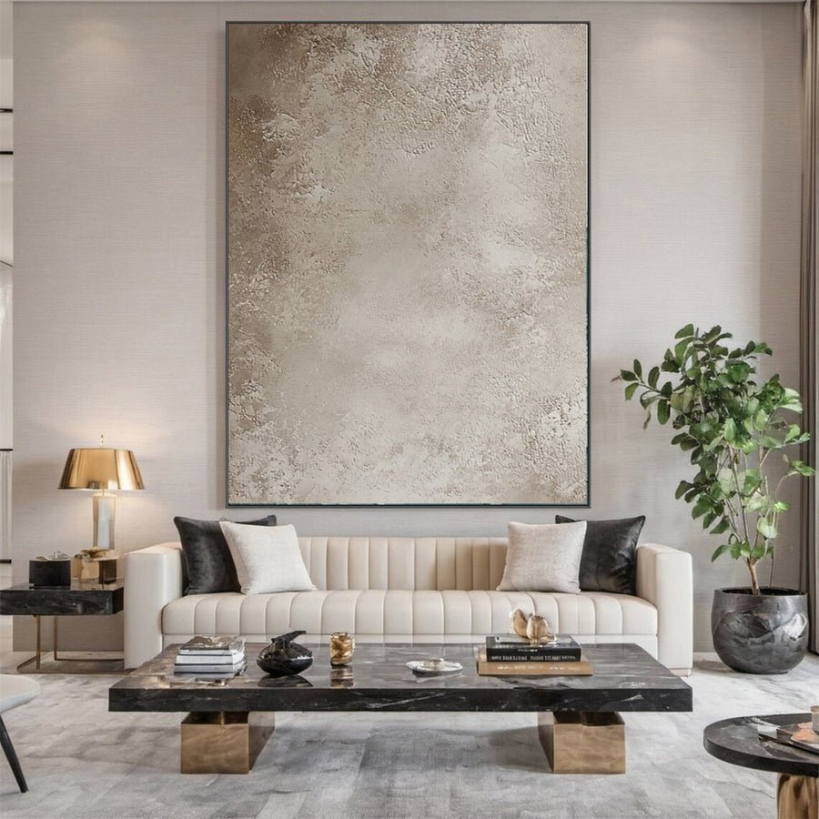 Silent Sands Beige Abstract Canvas Art #BBA 037 hand-painted oil painting