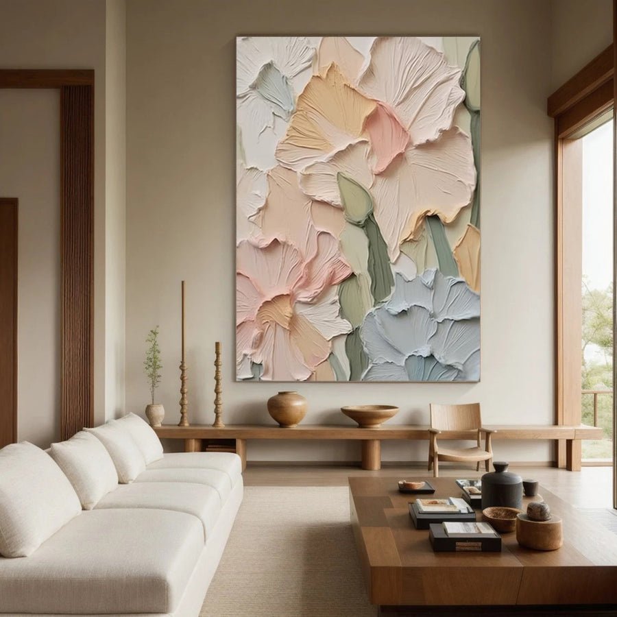 Soft Bloom Relief: 3D Flower Painting, Textured Floral Art #BGA 123 hand-painted oil painting