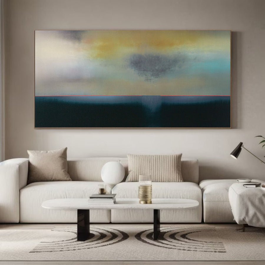 Soft Color Landscape with Distinct Horizon, Minimalist Art #BGA 067 hand-painted oil painting