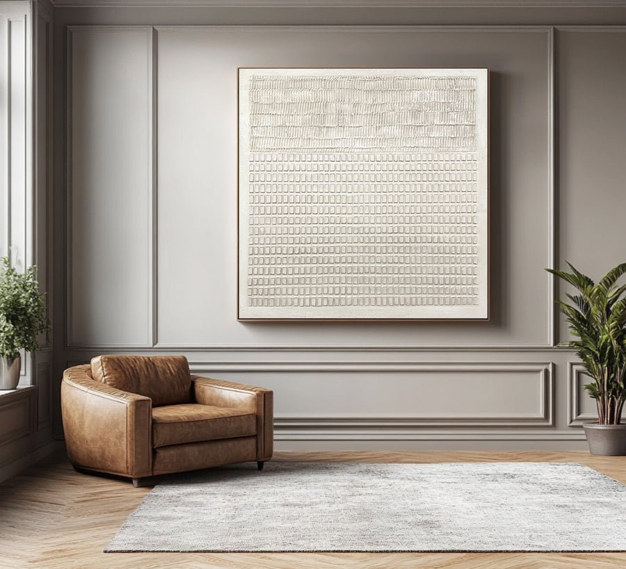 Square Abstract Canvas Art Neutral Tones Entryway  #WG 023 hand-painted oil painting