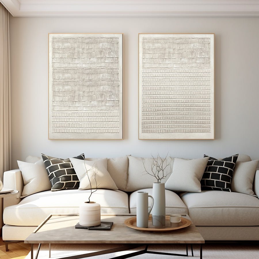 Subtle Texture Abstract Diptych Organic Modern Wall #WG 034 hand-painted oil painting