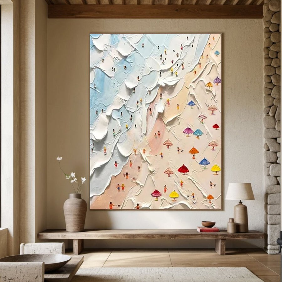 Summer Beach Day Painting Bright and Playful Wall Decor #OS 012 hand-painted oil painting