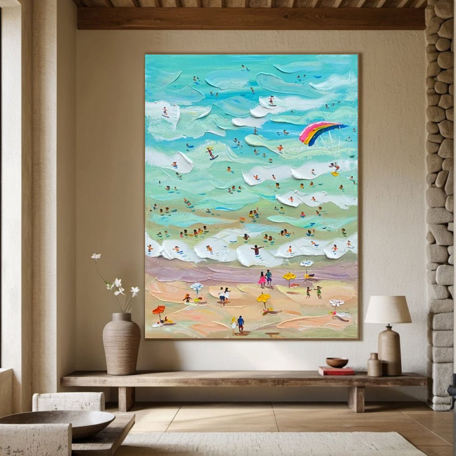 Summer Beach Day Painting Bright and Playful Wall Decor #OS 013 hand-painted oil painting