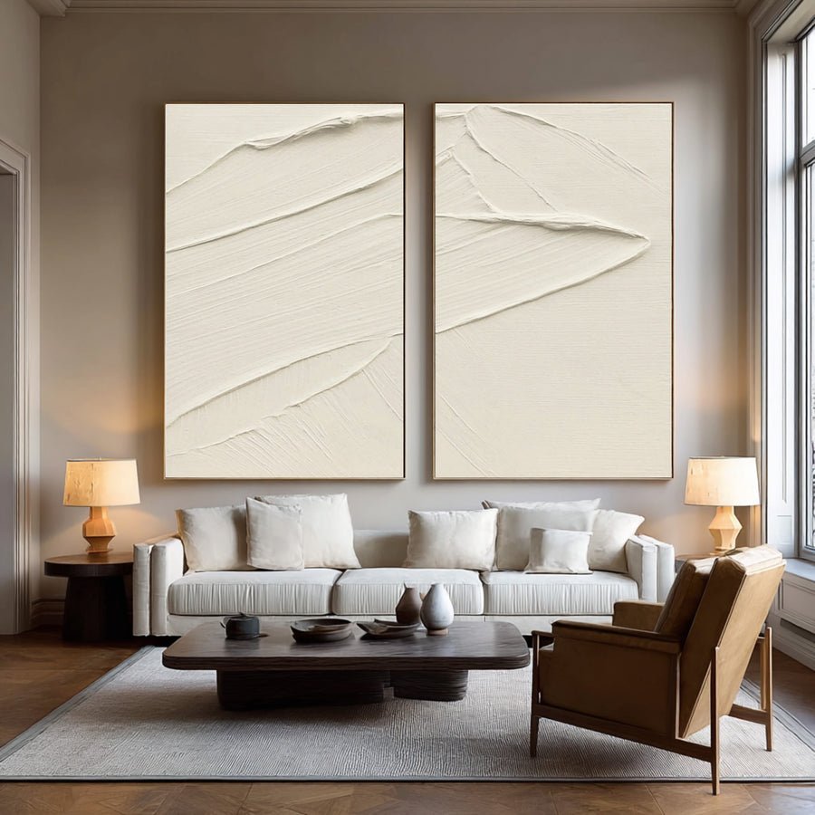 Textured Abstract Wave Art Minimalist Beige Canvas #WG 074 hand-painted oil painting