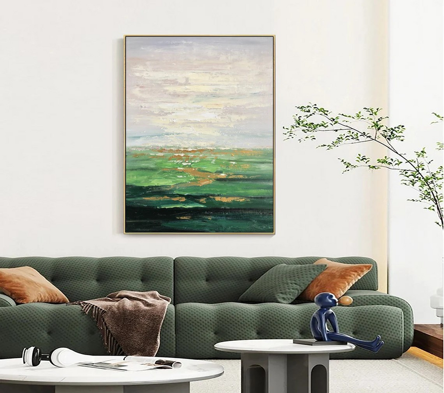 Textured Landscape Art with Fields and Sky #BGA 020 hand-painted oil painting