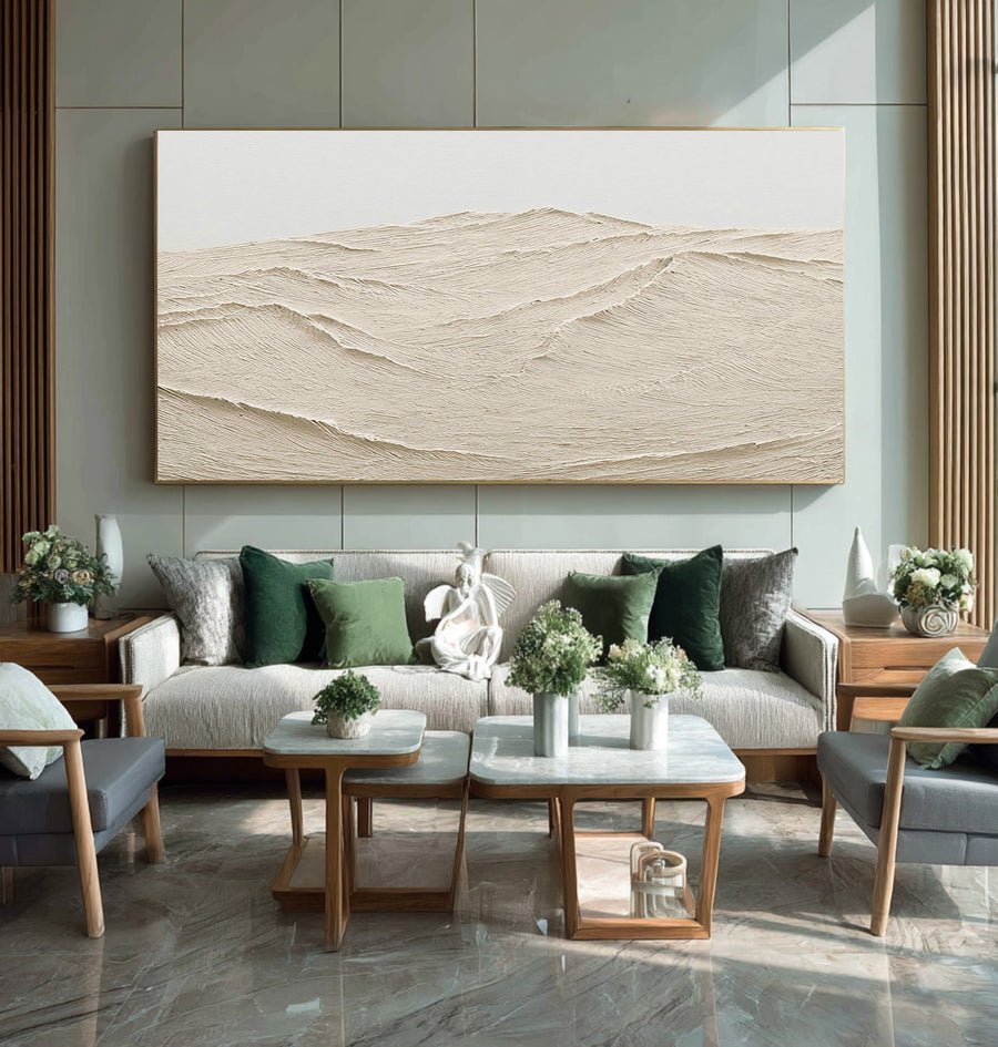 Textured Mountain Landscape Art Minimalist Beige #WG 075 hand-painted oil painting
