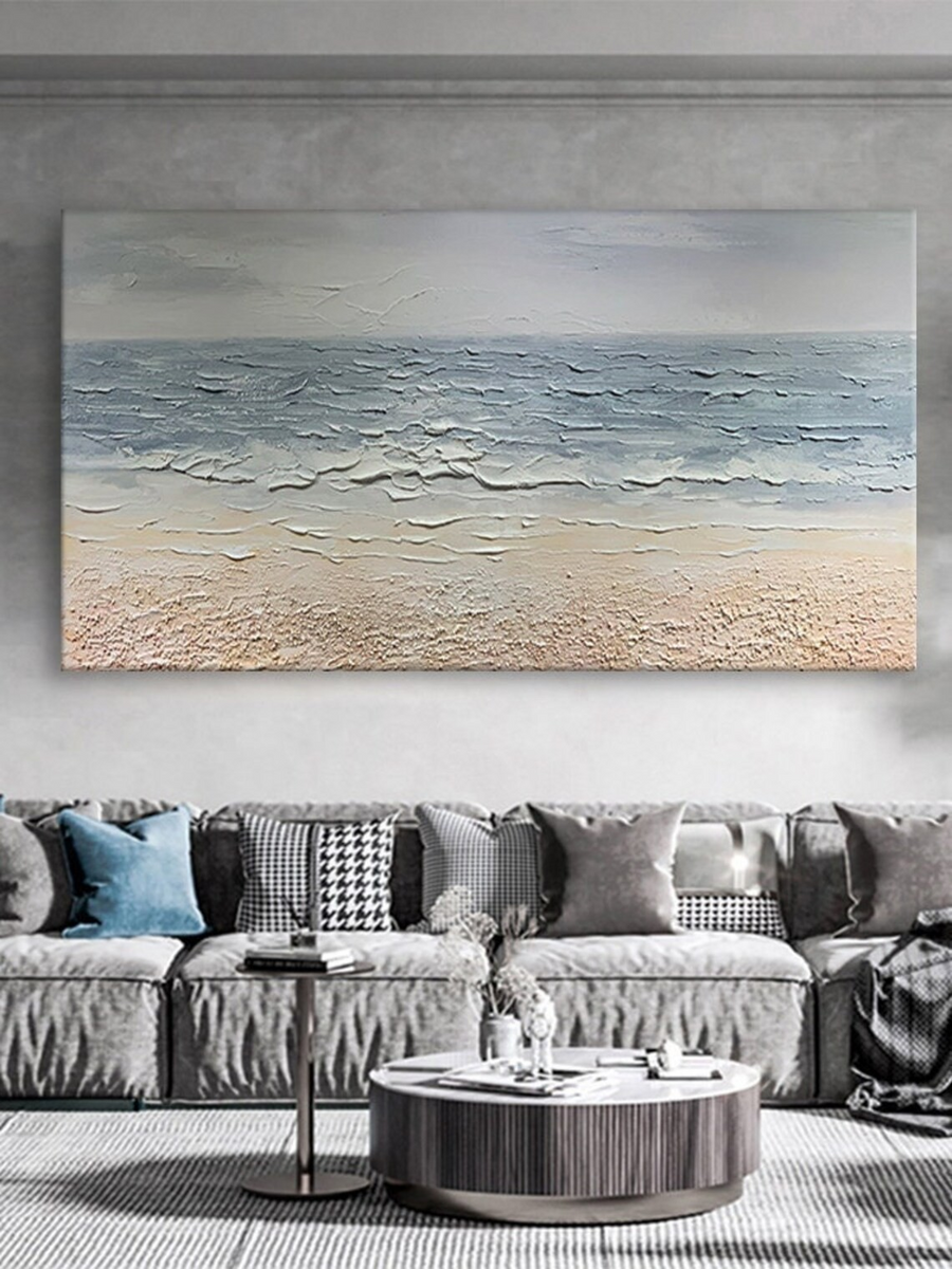 Textured Ocean and Beach Scene Wall Art #BGA 025 hand-painted oil painting