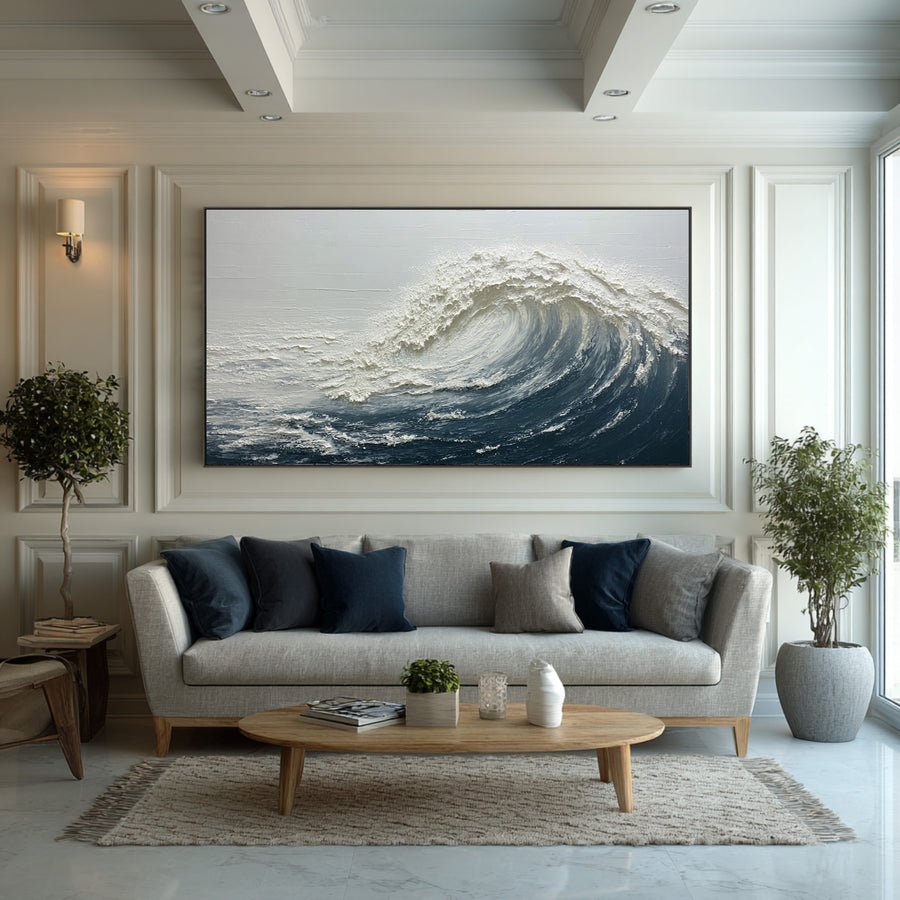 Textured Ocean Painting Large Living Room Decor #WG 059 hand-painted oil painting