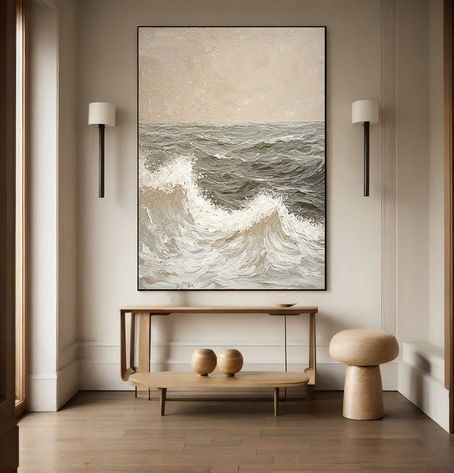 Textured Seascape Art with Subtle Wave Detail and Horizon #BGA 254 hand-painted oil painting