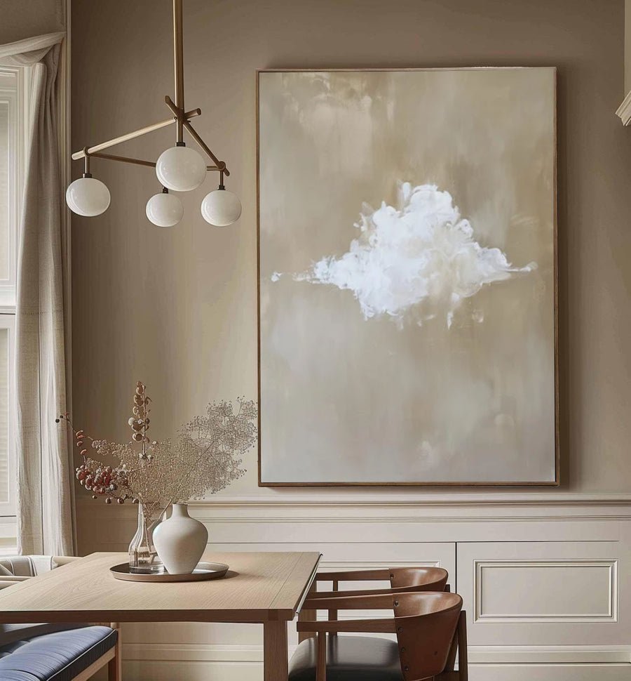 Tranquil Cloud Wall Art - Neutral Toned Canvas #OS 009 hand-painted oil painting
