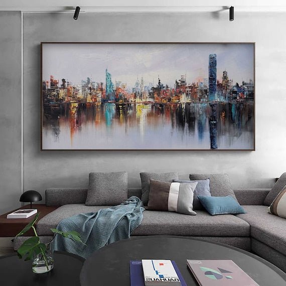 Urban Landscape Abstract Painting #ULA 001 hand-painted oil painting