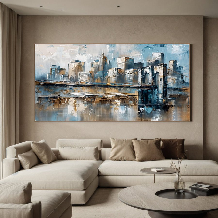 Urban Reflections Wall Art Large Canvas for Sophisticated Interiors #ULA 003 hand-painted oil painting
