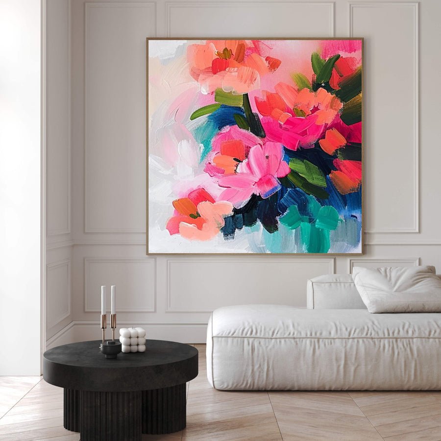 Vibrant Bloom Canvas Art Colorful Flower Wall Decor #FT 034 hand-painted oil painting