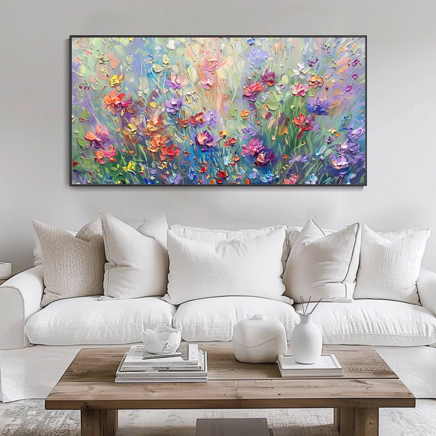 Vibrant Floral Abstract Painting for Living Room Wall Art #FT 009 hand-painted oil painting