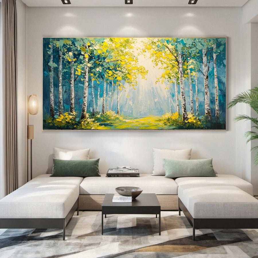 Vibrant Forest Landscape Painting Large Tree Canvas Art #FT 043 hand-painted oil painting