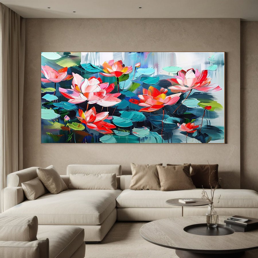Vibrant Garden Floral Wall Art - Modern Abstract Flowers #FT 020 hand-painted oil painting