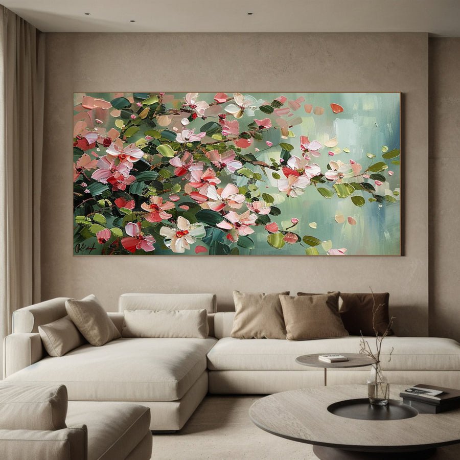 Vibrant Garden Floral Wall Art - Modern Abstract Flowers #FT 021 hand-painted oil painting