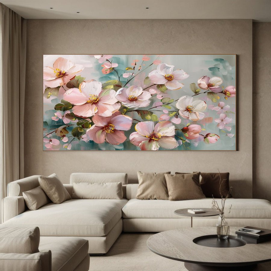 Vibrant Garden Floral Wall Art - Modern Abstract Flowers #FT 022 hand-painted oil painting