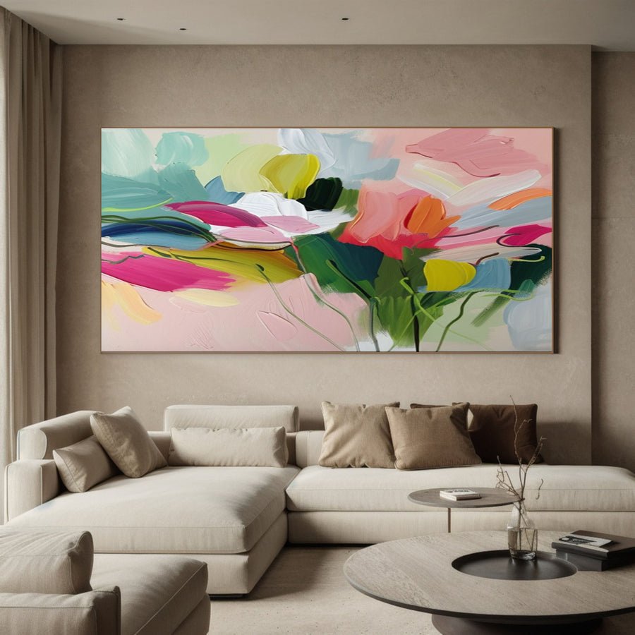 Vibrant Garden Floral Wall Art - Modern Abstract Flowers #FT 025 hand-painted oil painting