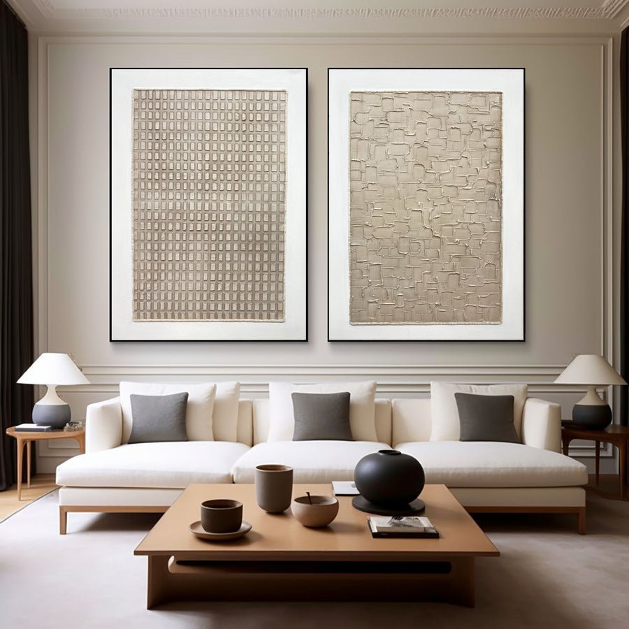 Wabi Sabi Abstract Art Set of Two for Elegant Wall Decor #BBS 010 hand-painted oil painting