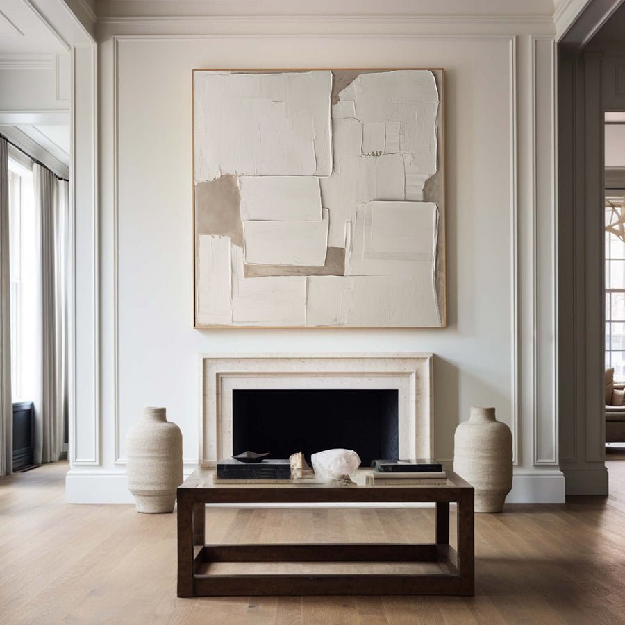 Wabi Sabi Abstract Canvas with Pale Neutral Imperfect Planes #BGA 206 hand-painted oil painting