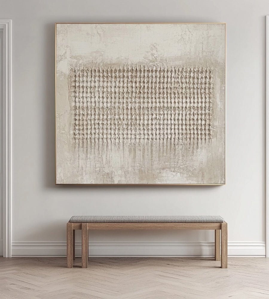 Wabi Sabi Canvas with Organic Flow in a Central Band #BGA 229 hand-painted oil painting