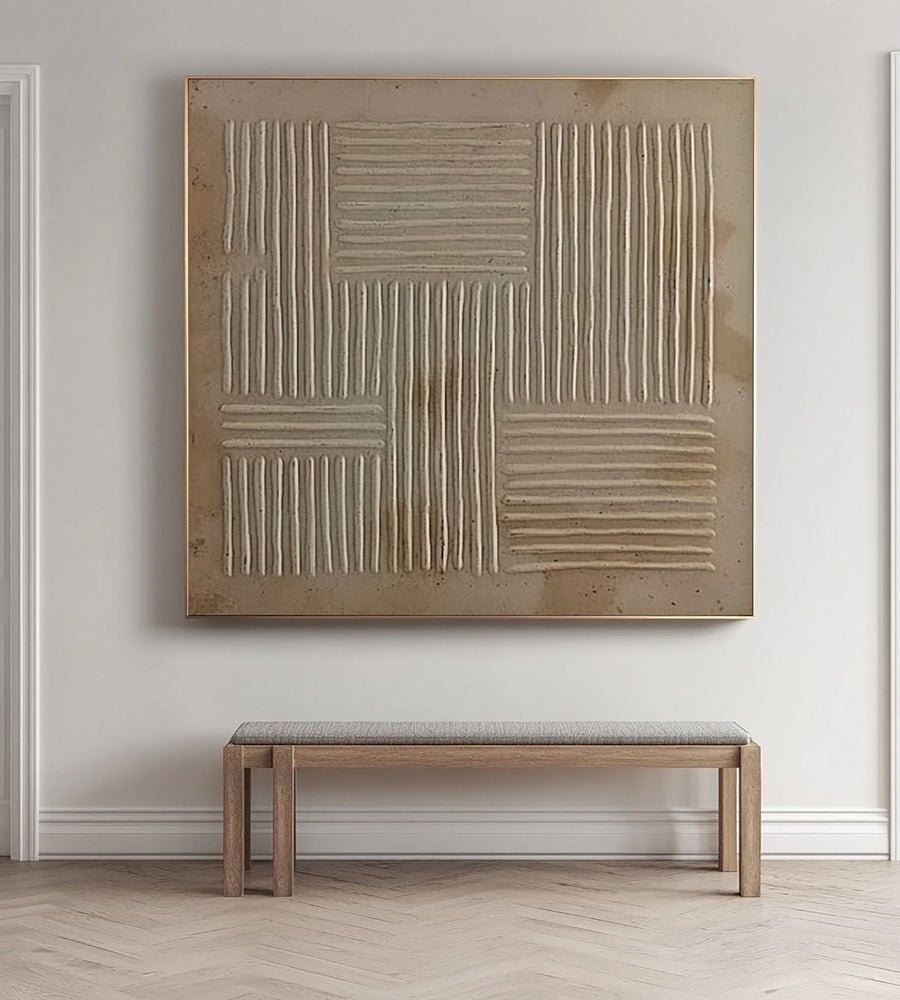 Wabi Sabi Minimalist Art with Subtle Linear Textural Contrast #BGA 225 hand-painted oil painting