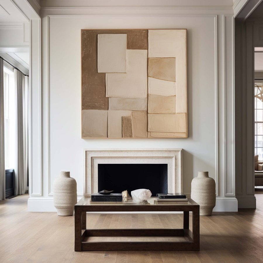 Wabi Sabi Neutral Canvas with Subtle Overlap for Modern Home #BGA 205 hand-painted oil painting