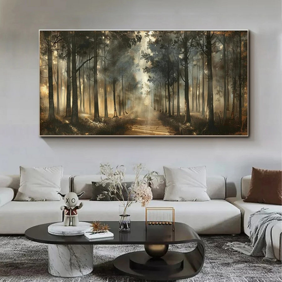 Warm and Serene Forest Landscape Wall Art #BGA 031 hand-painted oil painting