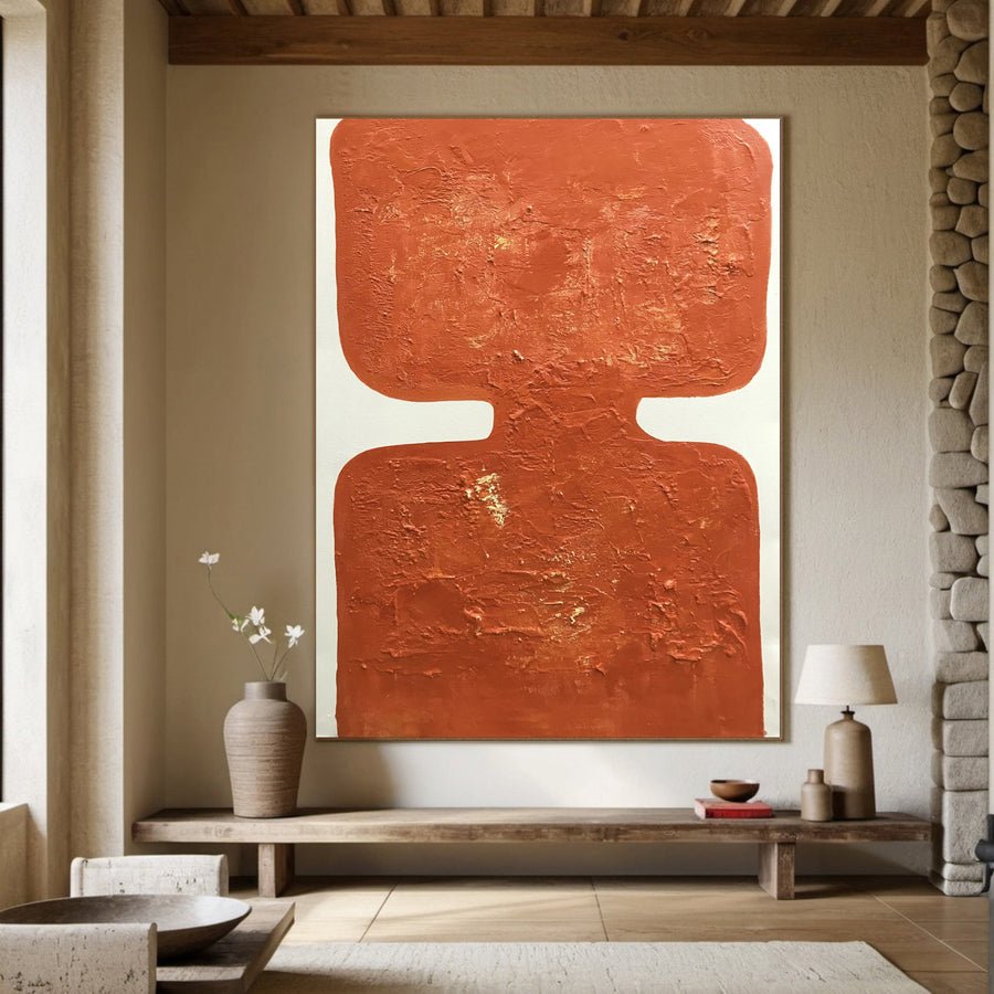 Warm Orange Painting, Architectural Abstract Wall Art #BGA 120 hand-painted oil painting