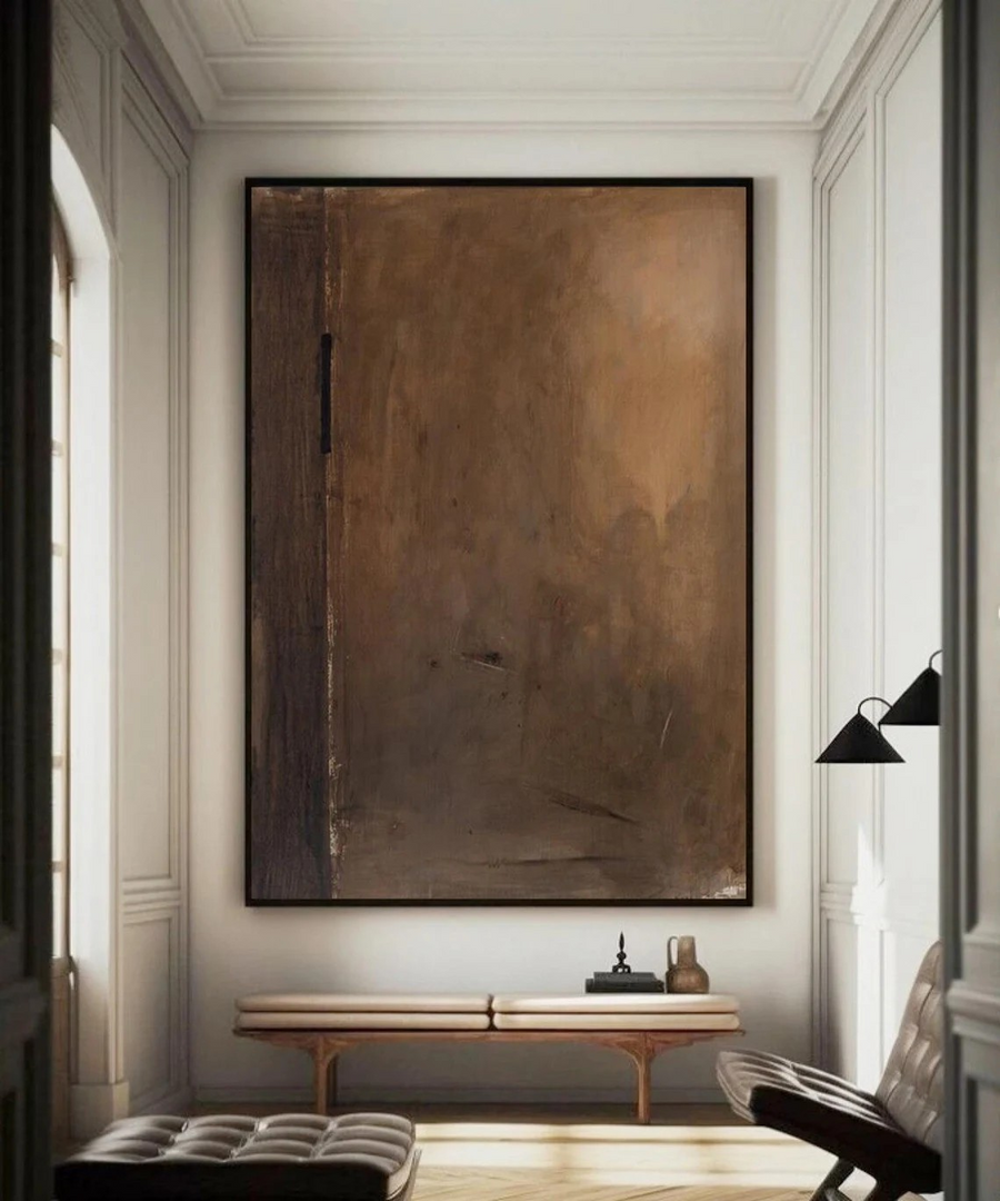 Whispers of Rust: Brown Minimalist Art, Organic Wabi-Sabi #BGA 103 hand-painted oil painting