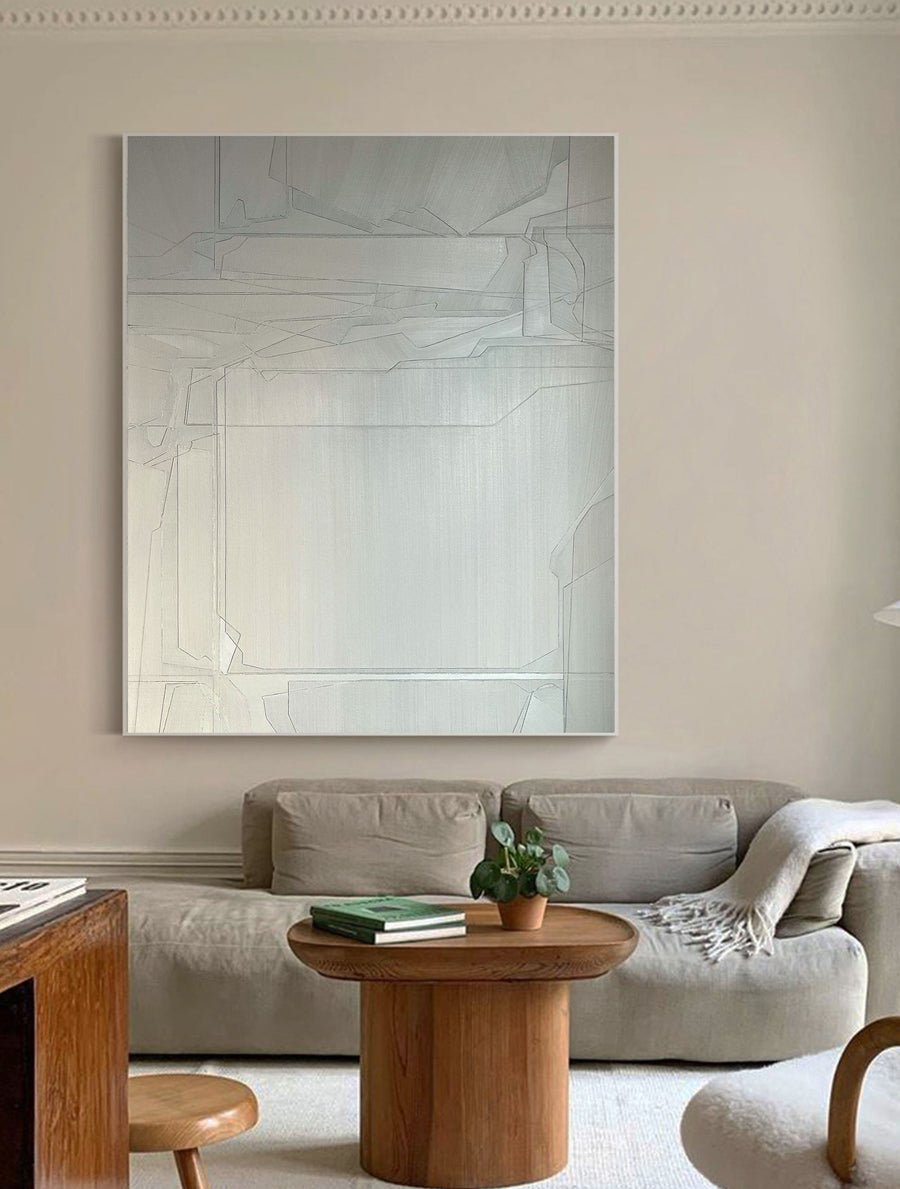 White Abstract Painting #LL 005 hand-painted oil painting
