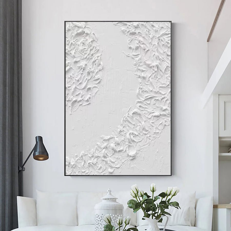 White Abstract Painting #LL 009 hand-painted oil painting