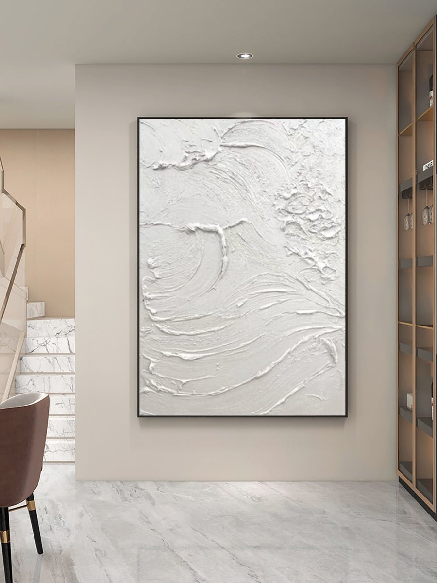 White Abstract Painting #LL 010 hand-painted oil painting