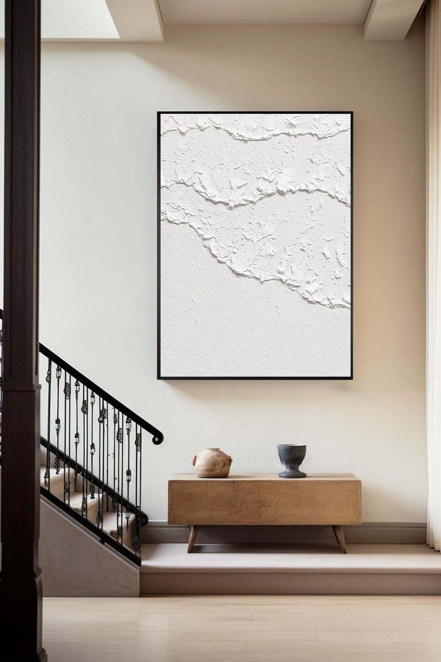 White Abstract Painting #LL 013 hand-painted oil painting
